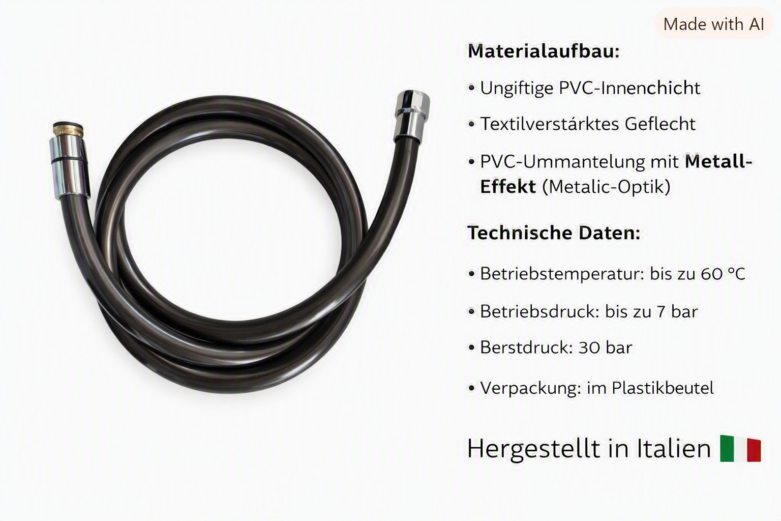 Cotali Duschschlauch mit Verdrehschutz Platin Anthracite