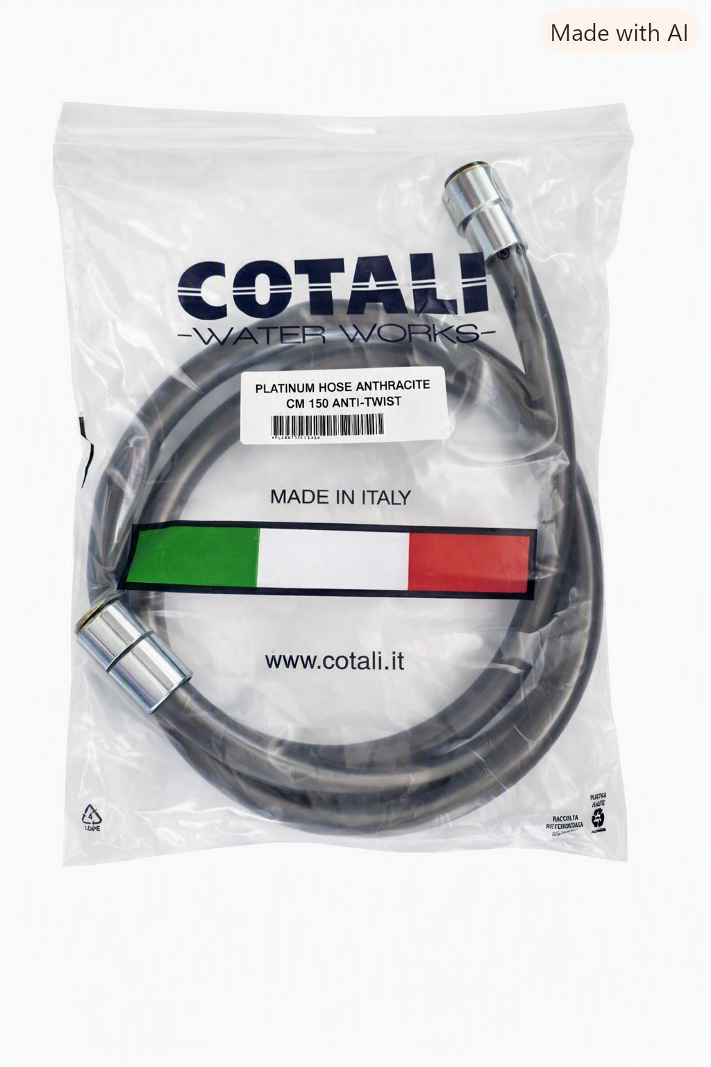 Cotali Duschschlauch mit Verdrehschutz Platin Anthracite