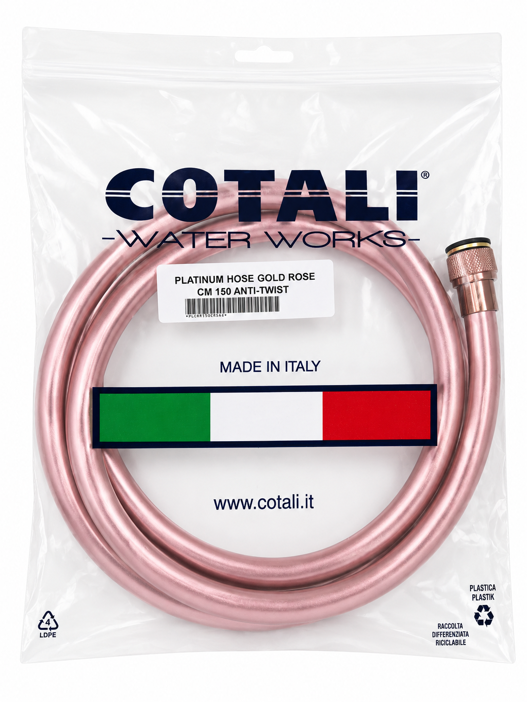 Cotali® Anti-Twist-System, Verdrehschutz-System Duschschlauch 1,5m PLATIN-GOLD ROSE – Bild 5