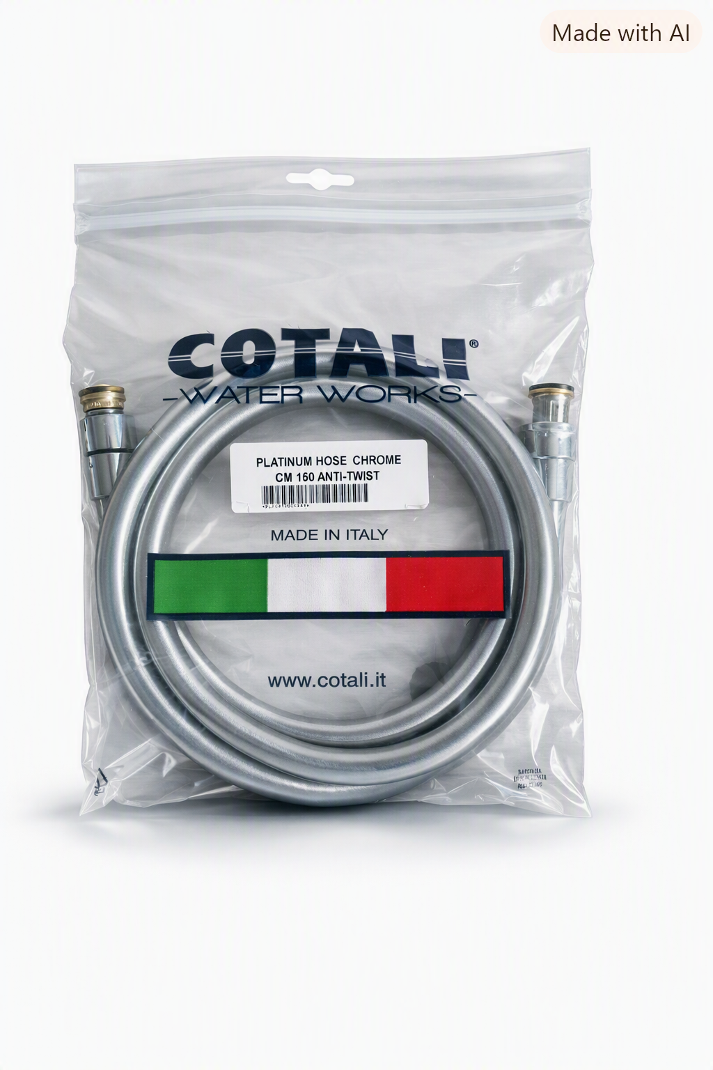 Cotali Platinum Chrome Duschschlauch in Originalverpackung - Made in Italy