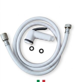 Cotali Bidet Set Weiß 1,5m mit Shaka Shattaf Handbrause, RETY Schlauch und 2 Dichtungen Made in Italy